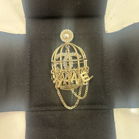 CHANEL Birdcage Brooch Gold with Crystal and Pearl Accent - Picture 2 of 7